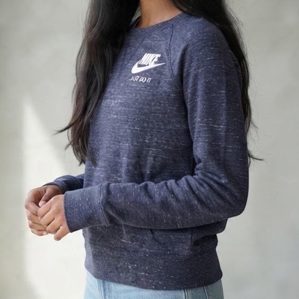 Nike Sweatshirt Womens XS Blue Heathered Gym Vintage Crewneck 883725-471 Good